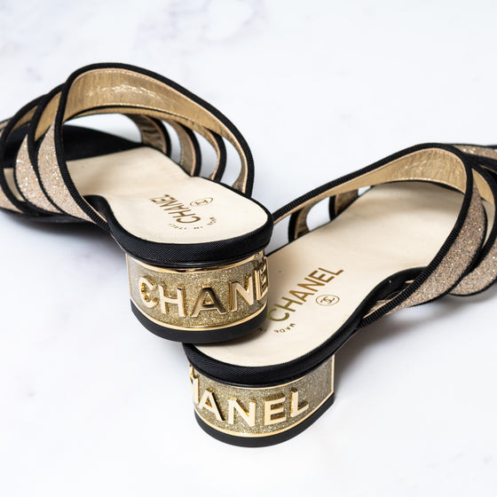 Chanel Interlocking CC Logo Sandals Mules