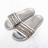 Chanel Silver Iridescent Leather Tropiconic Chain Slider Sandals