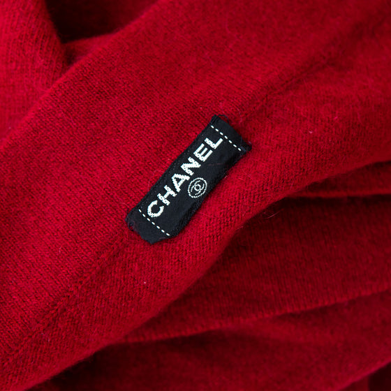 Chanel Vintage Red Cashmere Triangle Scarf