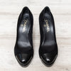 Chanel Black Suede Cap Toe Platform Pumps