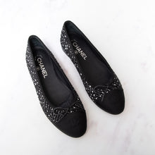  Chanel Monochrome Boucle Tweed Black Ballet Flats