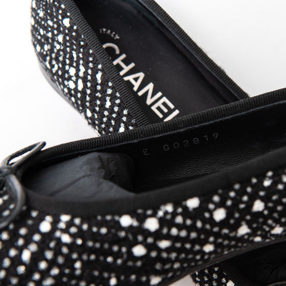 Chanel Monochrome Boucle Tweed Black Ballet Flats