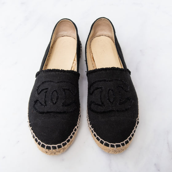 Chanel Black Canvas CC Espadrilles