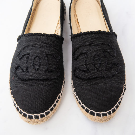Chanel Black Canvas CC Espadrilles