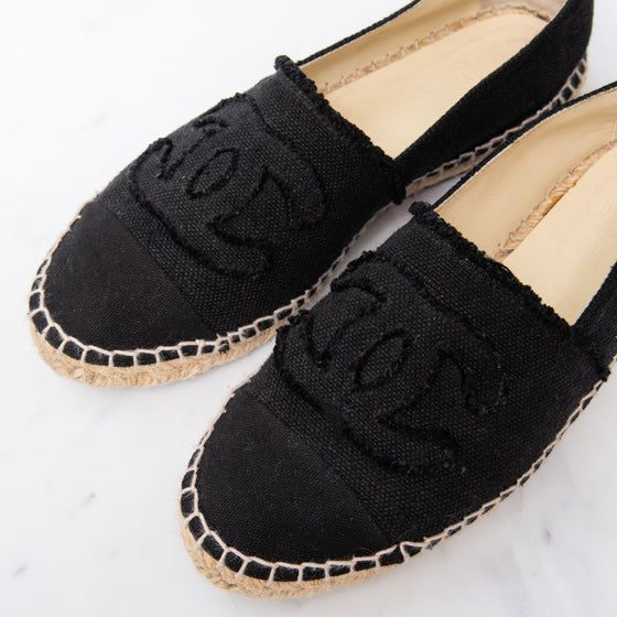 Chanel Black Canvas CC Espadrilles