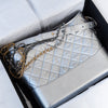 Chanel Gabrielle Silver Leather Hobo Bag