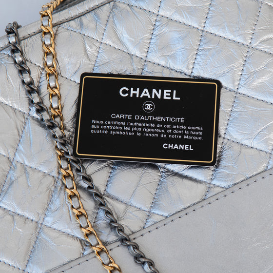 Chanel Gabrielle Silver Leather Hobo Bag