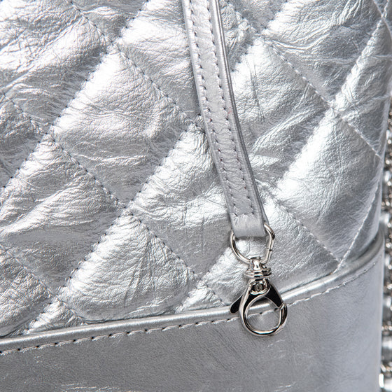 Chanel Gabrielle Silver Leather Hobo Bag