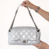 Chanel Metallic Silver Python Leather Shoulder Bag