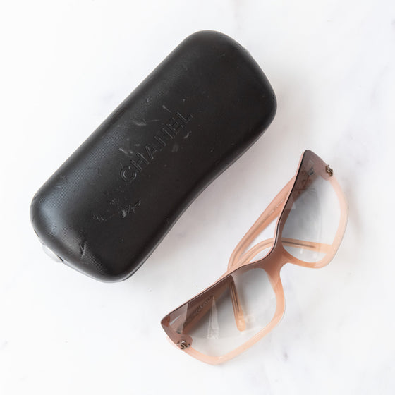 Chanel Light Pink Rectangle Sunglasses