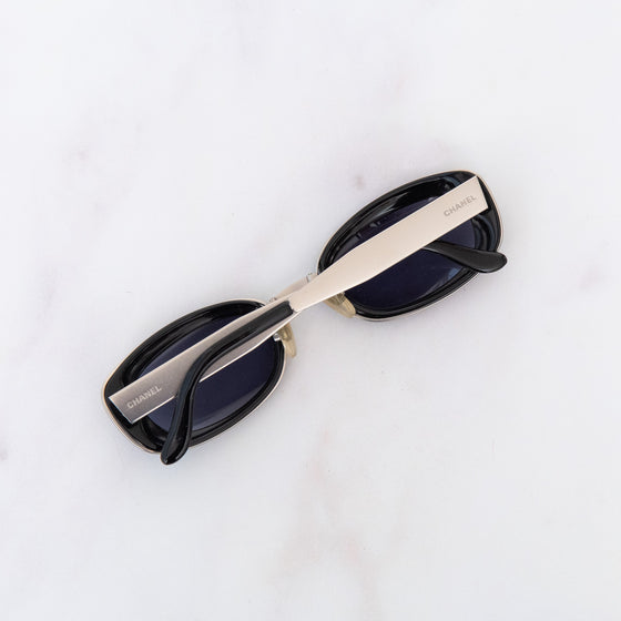 Chanel Vintage Black Oval Sunglasses