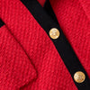 Chanel Vintage Red Tweed Collarless Blazer