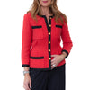 Chanel Vintage Red Tweed Collarless Blazer