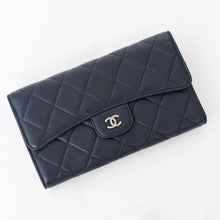  Chanel Navy Lambskin Leather Classic Flap Wallet