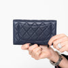 Chanel Navy Lambskin Leather Classic Flap Wallet