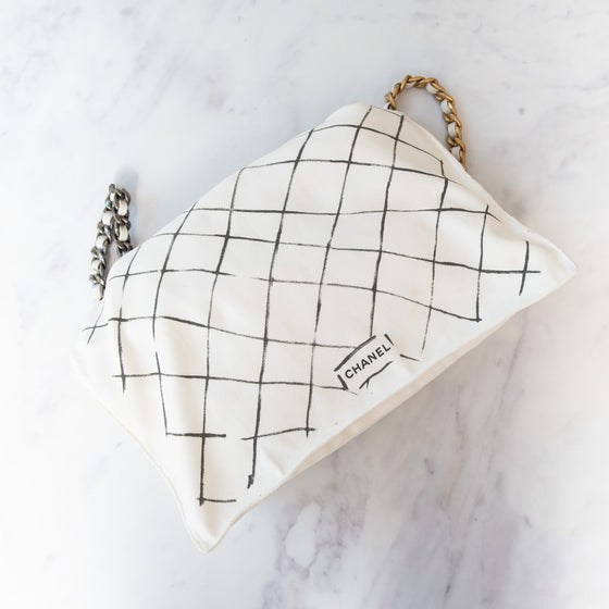 Chanel 19 Medium White Leather Single Flap Bag