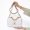 Chanel 19 Medium White Leather Single Flap Bag