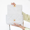 Chanel 19 Medium White Leather Single Flap Bag