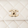 Chanel Off White Trendy CC Flap Bag In Quilted Lambskin Leather