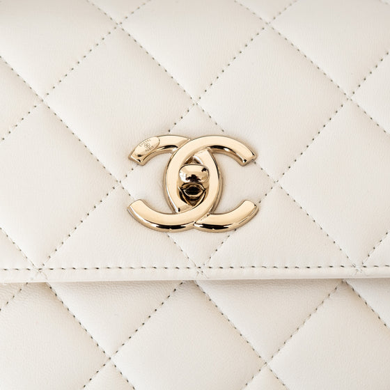 Chanel Off White Trendy CC Flap Bag In Quilted Lambskin Leather