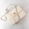 Chanel Off White Trendy CC Flap Bag In Quilted Lambskin Leather