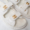 Chanel White Tweed  Dad Sandals