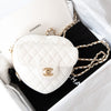 Chanel White Leather Heart Bag