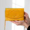 Chanel Vintage Timeless CC Wallet On Chain Yellow Caviar Leather With Gold Plated Hardware