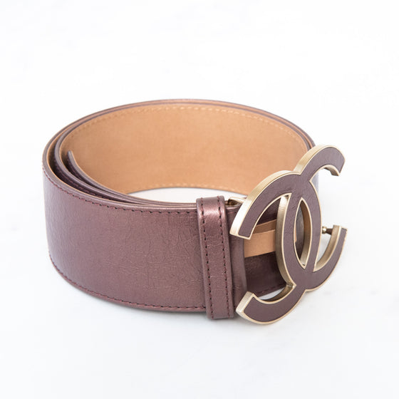 Chanel Glazed Calfskin Leather CC Belt