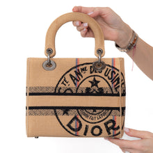  Dior Beige Jute Union Embroidered Medium Lady D Lite Tote Bag