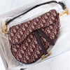 Dior Burgundy Oblique Fabric Leather Saddle Bag