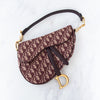 Dior Burgundy Oblique Fabric Leather Saddle Bag