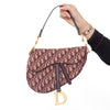 Dior Burgundy Oblique Fabric Leather Saddle Bag