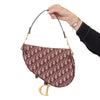 Dior Burgundy Oblique Fabric Leather Saddle Bag
