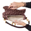 Dior Burgundy Oblique Fabric Leather Saddle Bag