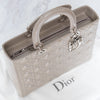 Dior Large  Lady Dior Grey Patent Leather Bag