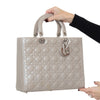 Dior Large  Lady Dior Grey Patent Leather Bag
