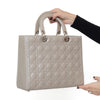 Dior Large  Lady Dior Grey Patent Leather Bag
