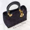 Dior Medium Lady Dior Navy Suede Leather  Bag