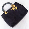 Dior Medium Lady Dior Navy Suede Leather  Bag