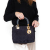Dior Medium Lady Dior Navy Suede Leather  Bag