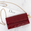 Dior Red Patent Leather Cannage Lady Dior Wallet On Chain Bag