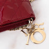 Dior Red Patent Leather Cannage Lady Dior Wallet On Chain Bag