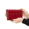 Dior Red Patent Leather Cannage Lady Dior Wallet On Chain Bag