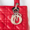 Dior  Lady Dior Red Leather Medium Bag