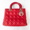 Dior  Lady Dior Red Leather Medium Bag