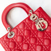 Dior  Lady Dior Red Leather Medium Bag