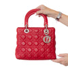 Dior  Lady Dior Red Leather Medium Bag