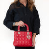 Dior  Lady Dior Red Leather Medium Bag