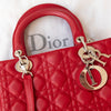 Dior  Lady Dior Red Leather Medium Bag
